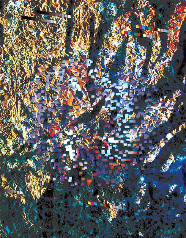 A collage of texture and color