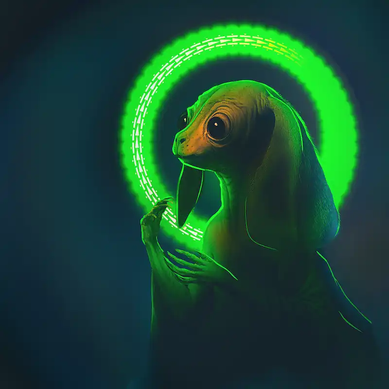 A dog-like animal portrayed in the style of a saint