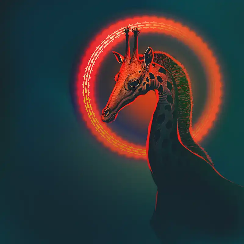 A giraffe portrayed in the style of a saint