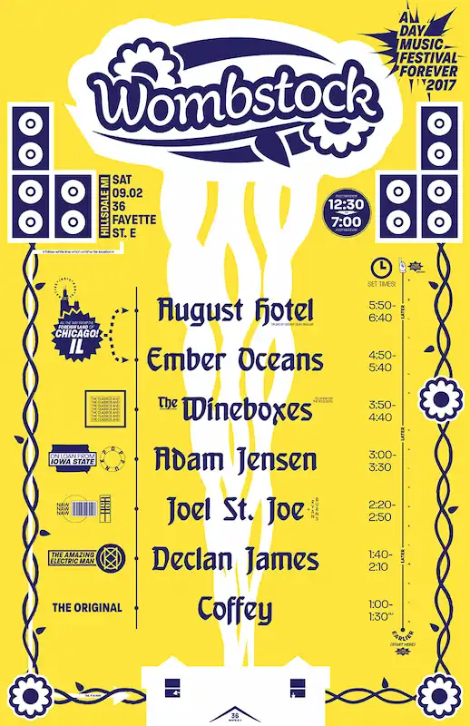 The poster for the Wombstock music festival